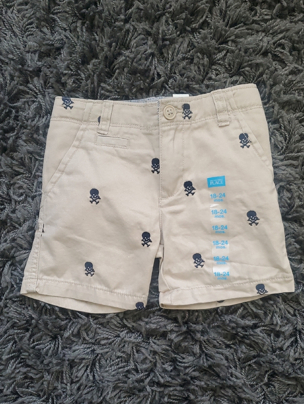 The Children's Place Beige Shorts with Navy Skull Print